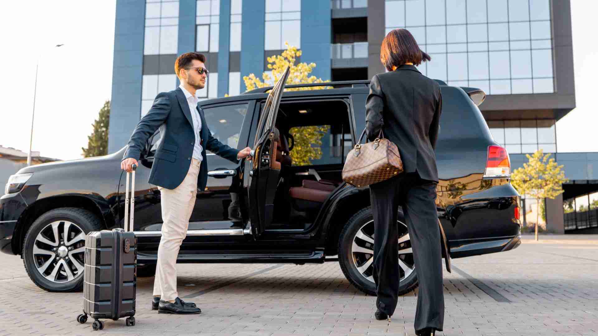 Airport Chauffeur Service with passenger and driver.